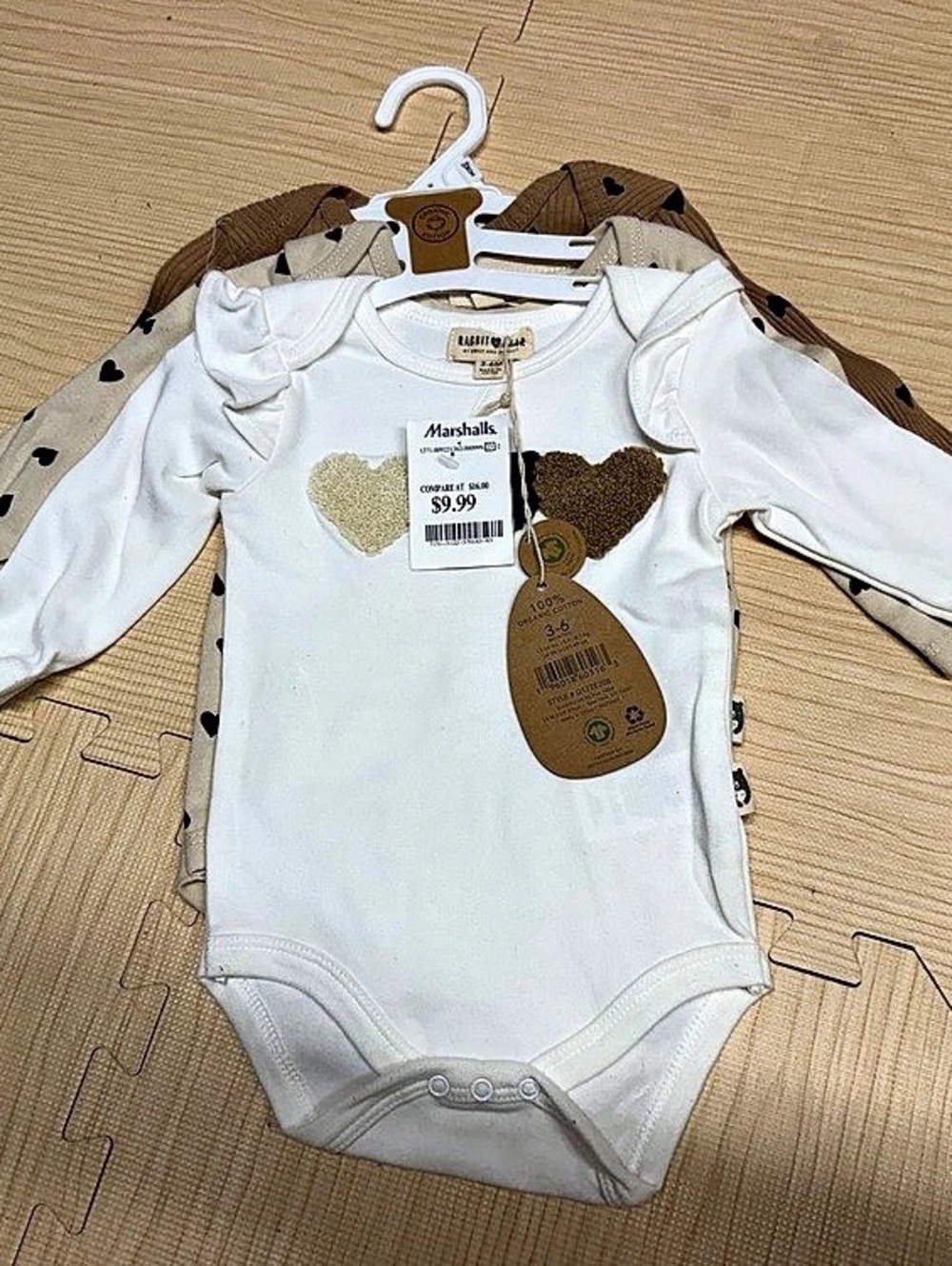 Rabbitar Organic Cotton Long Sleeve Bodysuit 3-6 Months